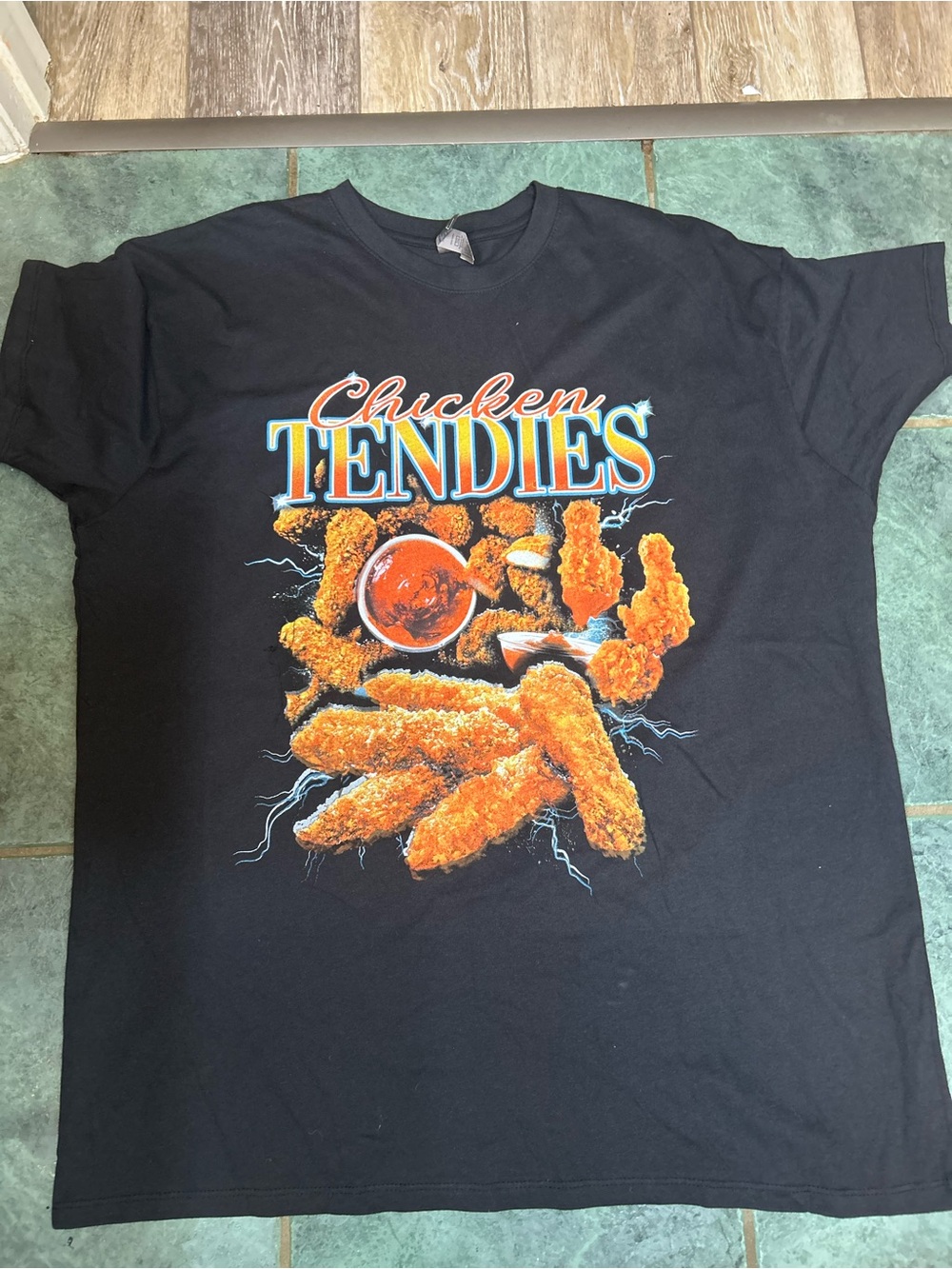 Gildan Black Tee with Orange Chicken Tendies Graphic